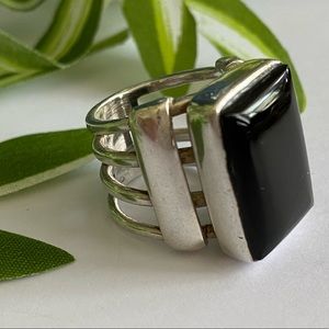 GORGEOUS Sterling and onyx BoHo ring Heavy duty FUN, dress up or down 🥰😊☮️